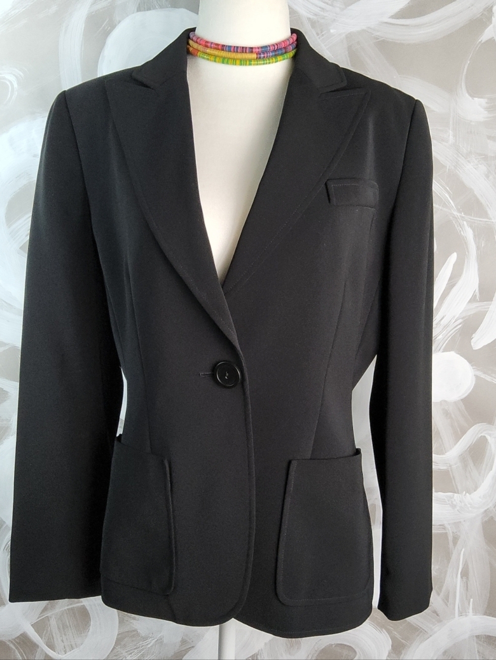 TAHARI Arthur S Levine Wmns 8P Black Jacket One Button ClassicCore BusinessCore